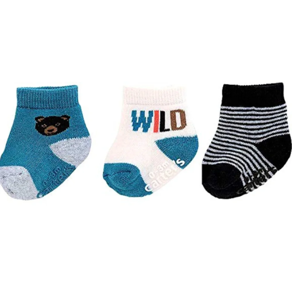 Carter’s Baby Boy 3 Pairs Of Socks Blue Gray Bear